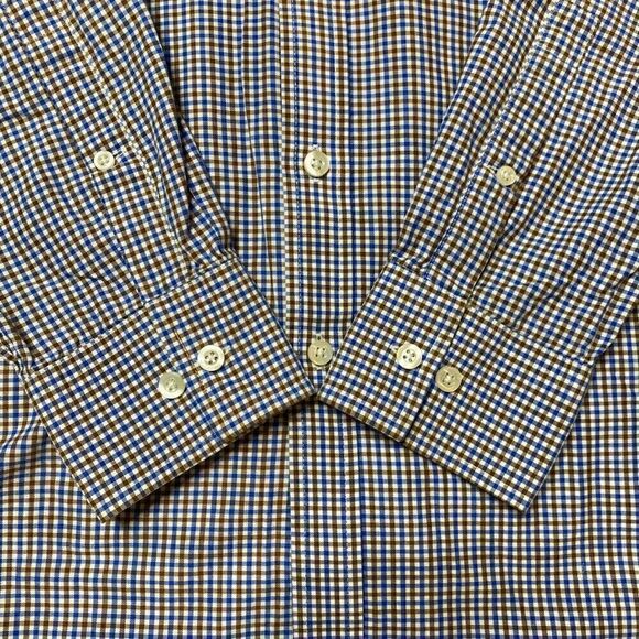 Michael Kors Dress Shirt Mens Size 15.5 / 32-33 Checkered Blue Brown Button Down - Picture 4 of 7